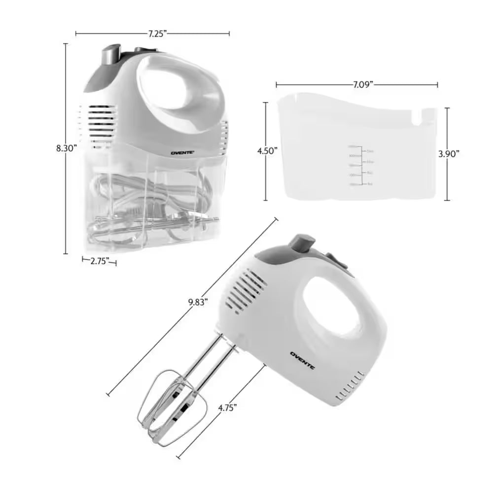 5-Speed Ultra Power Hand Mixer with Free Storage Case, White