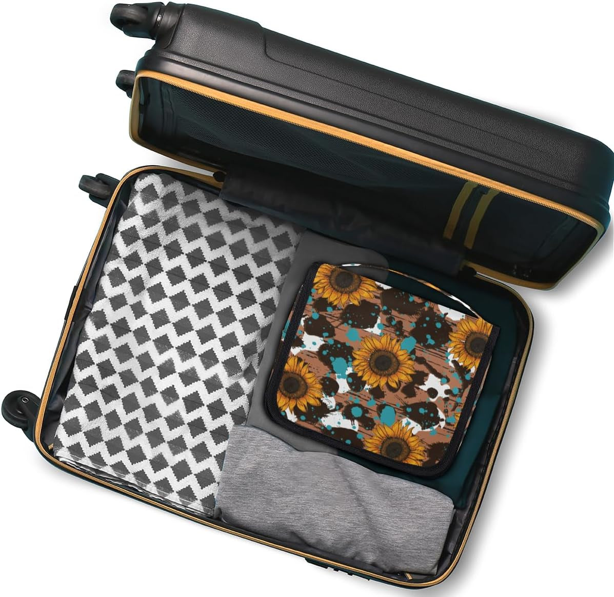 Sunflower Makeup Bag for Women, Hanging Toiletry Bag, Portable Cosmetic Bag, Travel Essentials Gift for Women