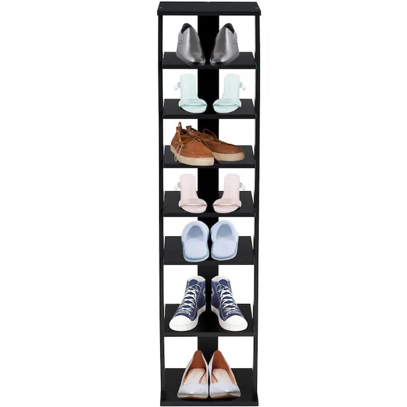 43.5-Inches H 7 Tier 7 Pair Black Wood Shoe Rack