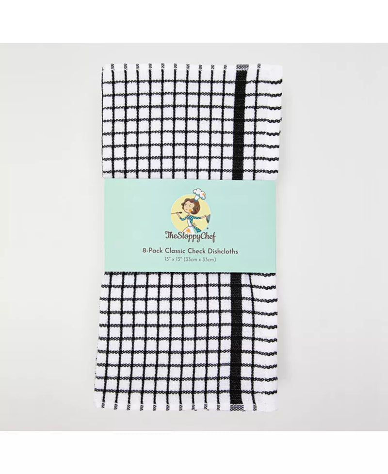 Classic Checkered Dishcloths (Pack of 8), 100% Cotton. Color Options, 13X13 In.