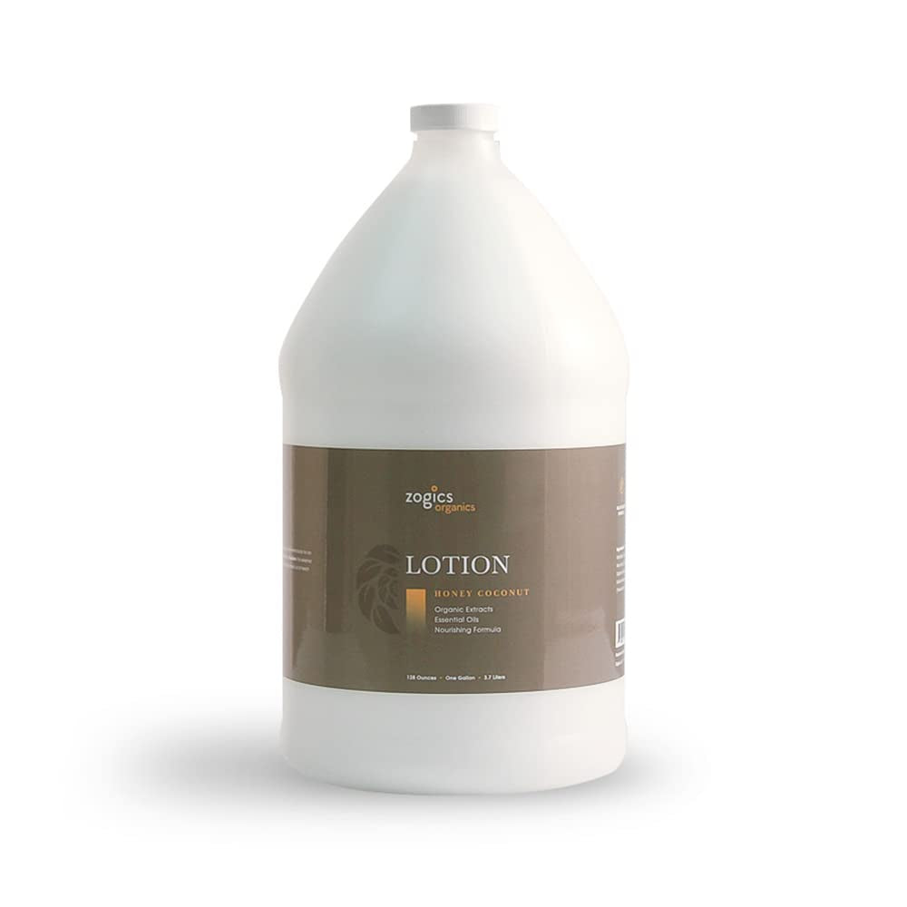 Organics Body Lotion – Hydrating Body Lotion for Women and Men, Moisturizing Formula Made with Essential Oils, Great for Refillable Lotion, Honey Coconut Scent (1 Gallon, Case of 4)