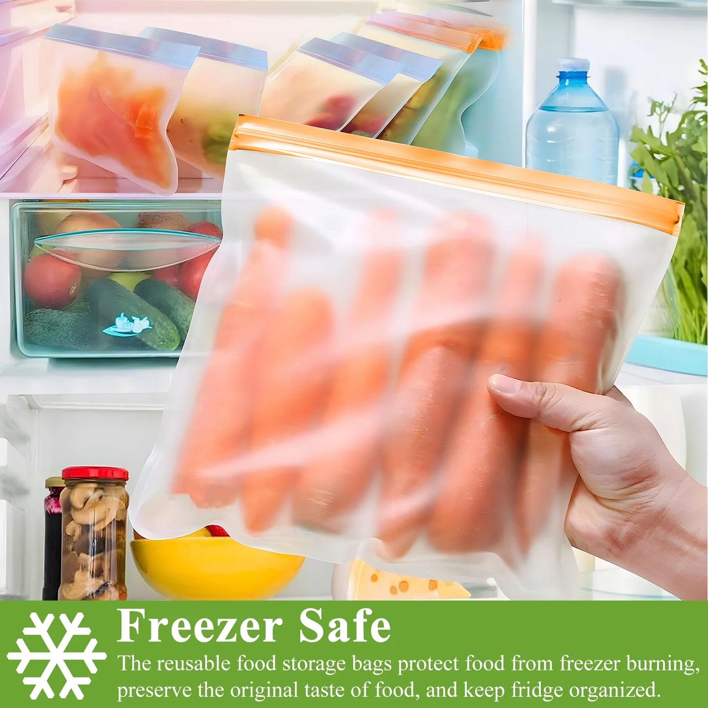 12 Pack Reusable Freezer Bags, Reusable Gallon Food Storage Bags Leakproof Bags