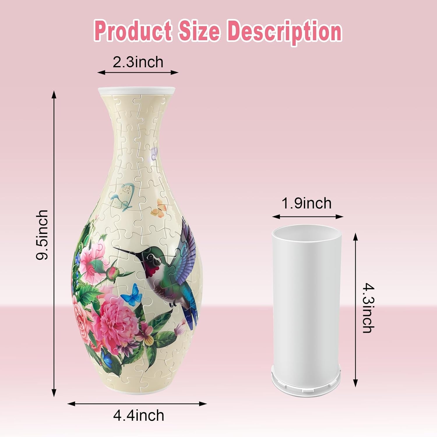 3D Puzzles Vase for Adults, 160 Pieces Plastic DIY Unique Pattern Vase, Crafts F