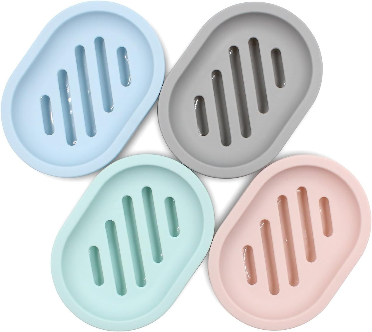 2-Pack Soap Dish with Drain, Soap Holder & Saver, Easy Cleaning, Dry, Stop Mushy Soap (Gray)