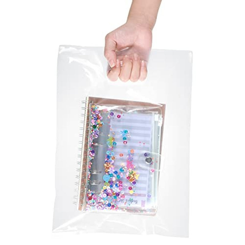 120 Clear Gift Bags with Handles Clear Plastic Bags Merchandise Retail Bags, 6 X