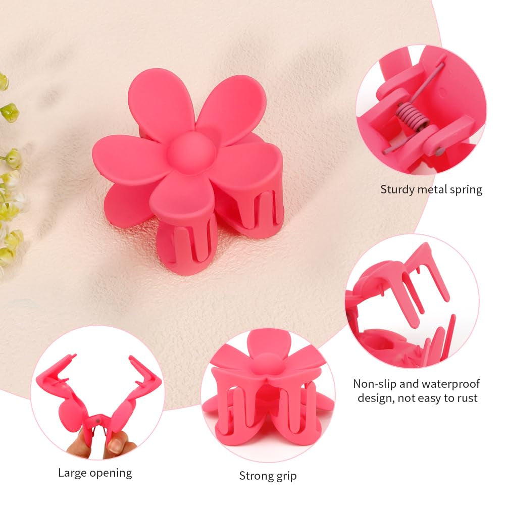 Flower Hair Clips - 6Pcs Large Claw Clips for Women with Thin or Thick Hair - Cute Accessories and Gifts for Girls