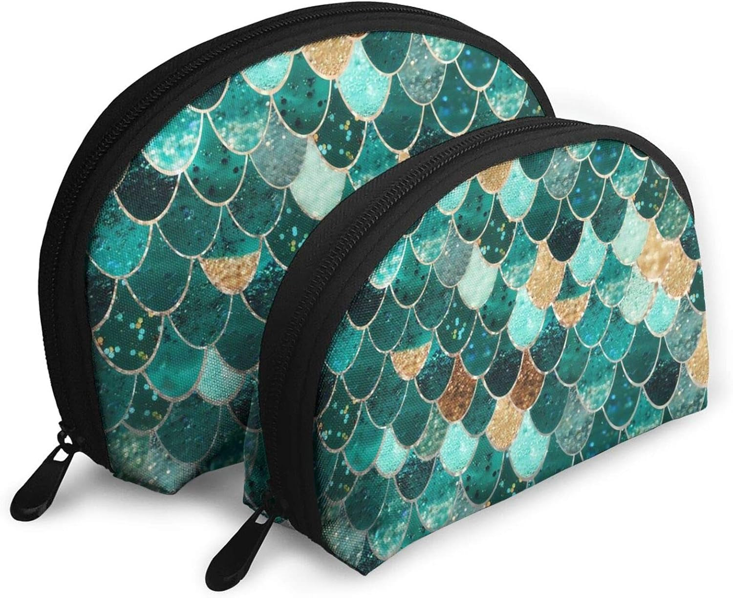2PCS Portable Makeup Bags Waterproof Cosmetic Pouch Travel Multifunctional Toiletry Organizer Case for Women - Mermaid Scales