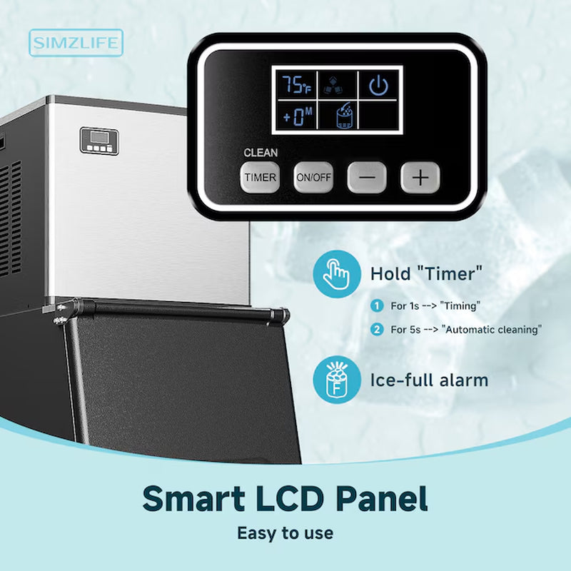 22.2-In Flip-Up Door for Commercial Use Cubed ( Silver,400Lbs/24H Ice Maker,250Lbs Ice Storage,Auto-Clean )