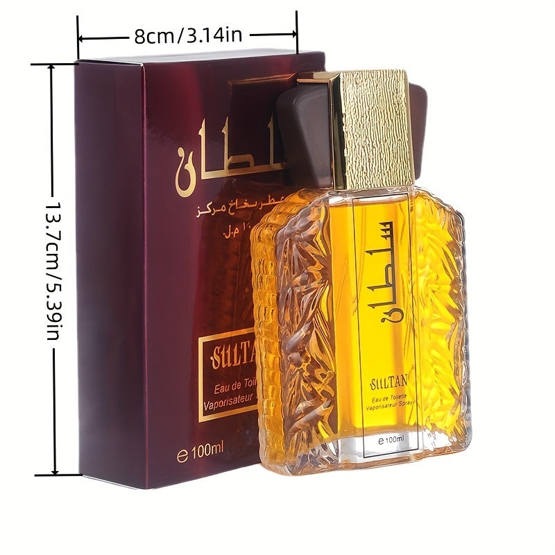 Sultan Eau de Toilette for Men, 3.38oz - Alcohol-Based, Floral Scent with Woody Notes, Formaldehyde-Free Liquid Formula, 5-15% Fragrance Concentration