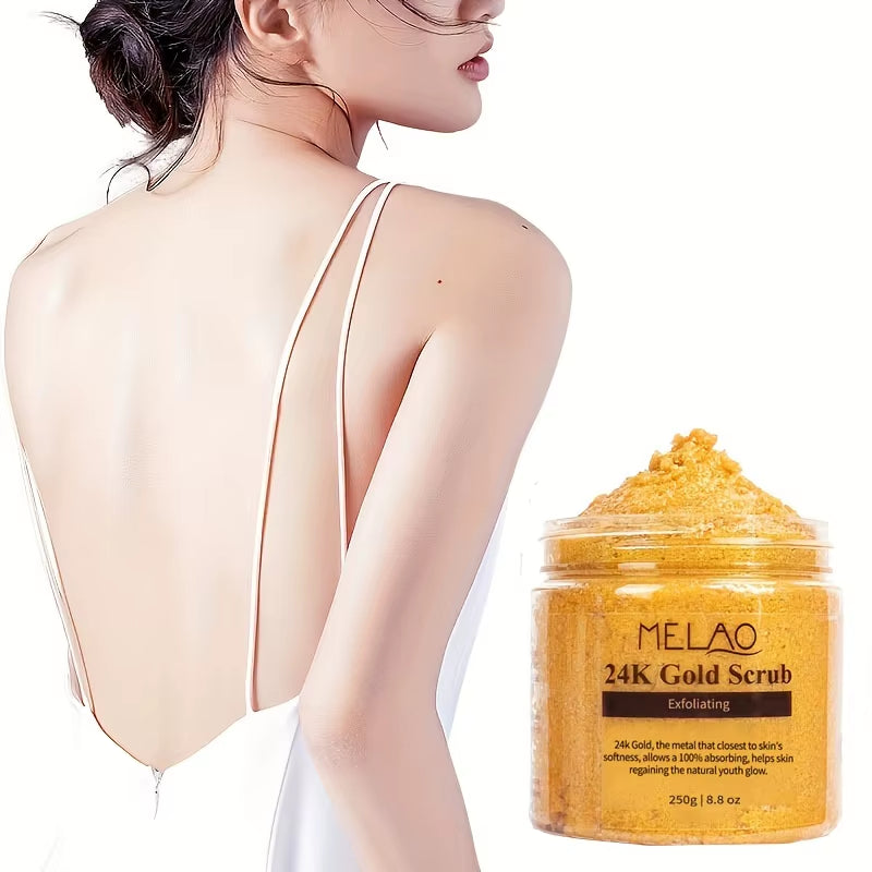 24K Gold Scrub, Exfoliate Face & Body Salt Scrub,Pore Cleanser, Shower Scrub for Men & Women