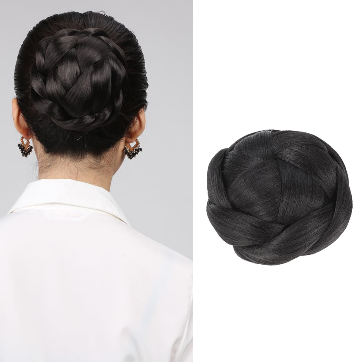 Updo Bun Wig 1B# Donut Hair Womens Hat Human Hair Braided Ladies Wigs Ponytail Extension Short Braids Wig Extend to Weave Miss