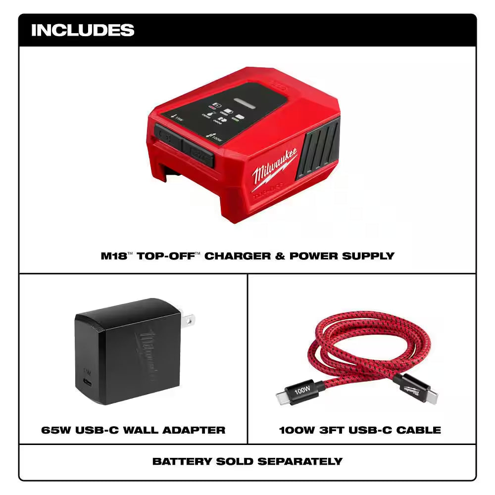 M18 18V Lithium-Ion TOP-OFF Charger & Power Supply (Tool-Only)