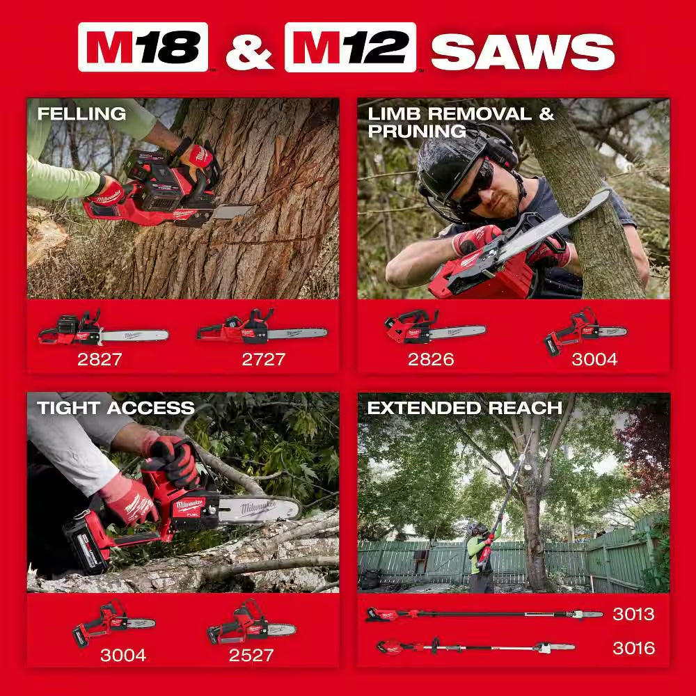 M18 FUEL 10 In. 18V Lithium-Ion Brushless Electric Cordless Telescoping Pole Saw W/16 In. Chainsaw Kit (2-Tool)