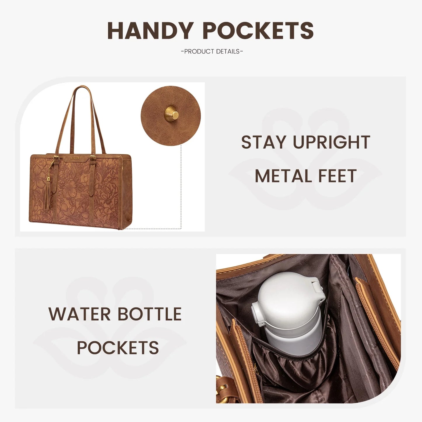 Laptop Bag for Women, Stylish Vintage PU Leather Laptop Work Tote 15.6 In, Elegant Shoulder Bag Designer Bag with Small Clutch Purses