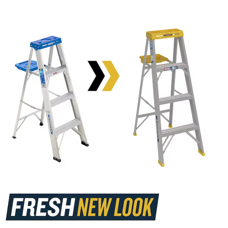 300 4-Ft ( 8-Ft Reach Height ) Aluminum Type 1 - 250 Lbs. Load Capacity Step Ladder