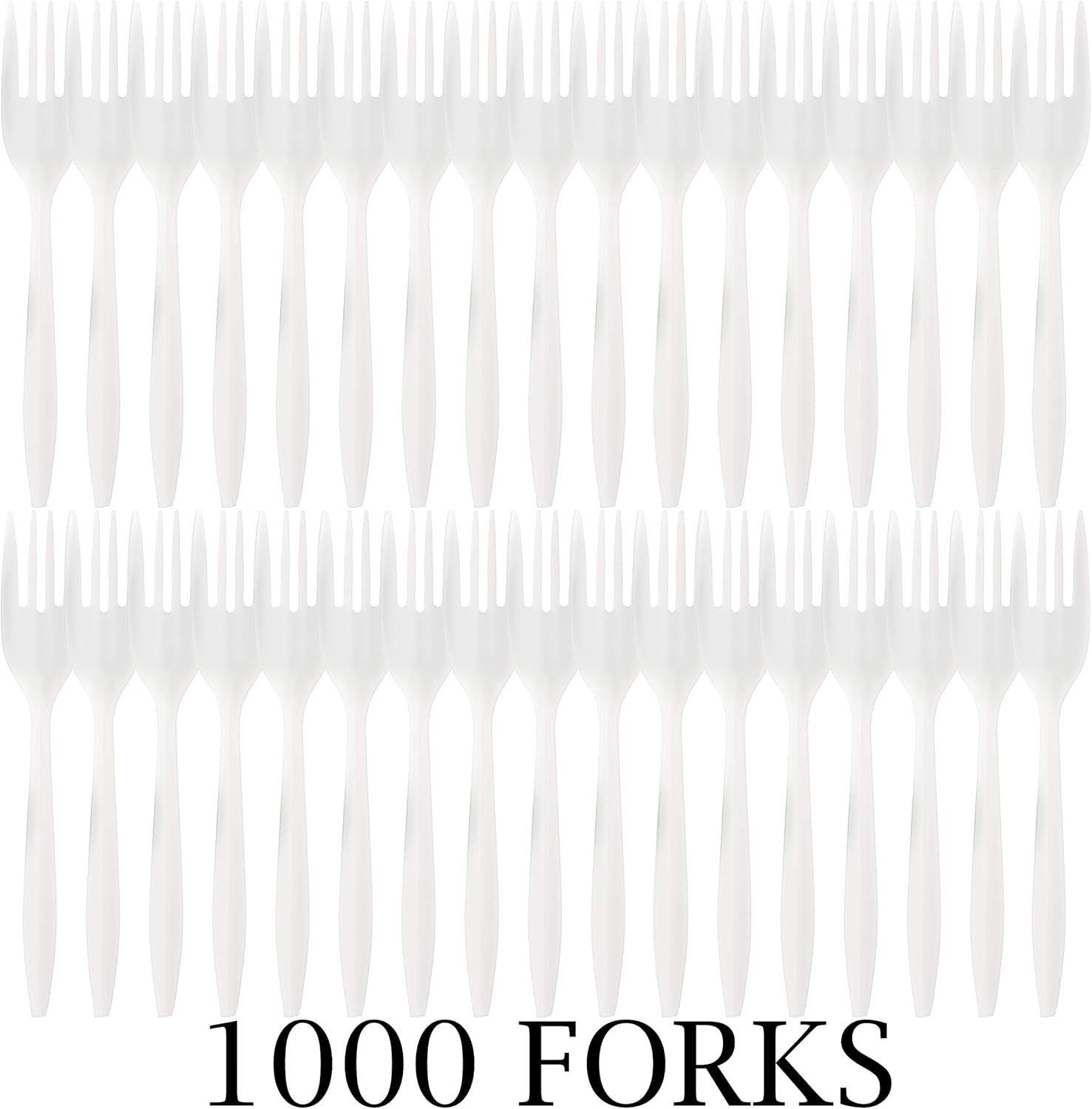 Cutlery Plastic Forks Medium Weight Disposable Silverware (White,1000 Forks)