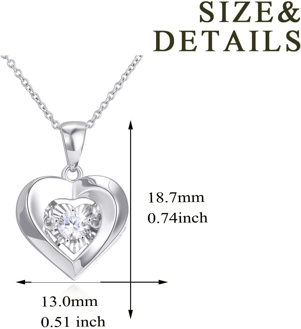 18K Gold Heart Jewelry Necklace for Women, Solid Gold Chain and Pendant Necklace for Her, Anniversary Jewelry Present for Wife, Gifts for Mother,18"