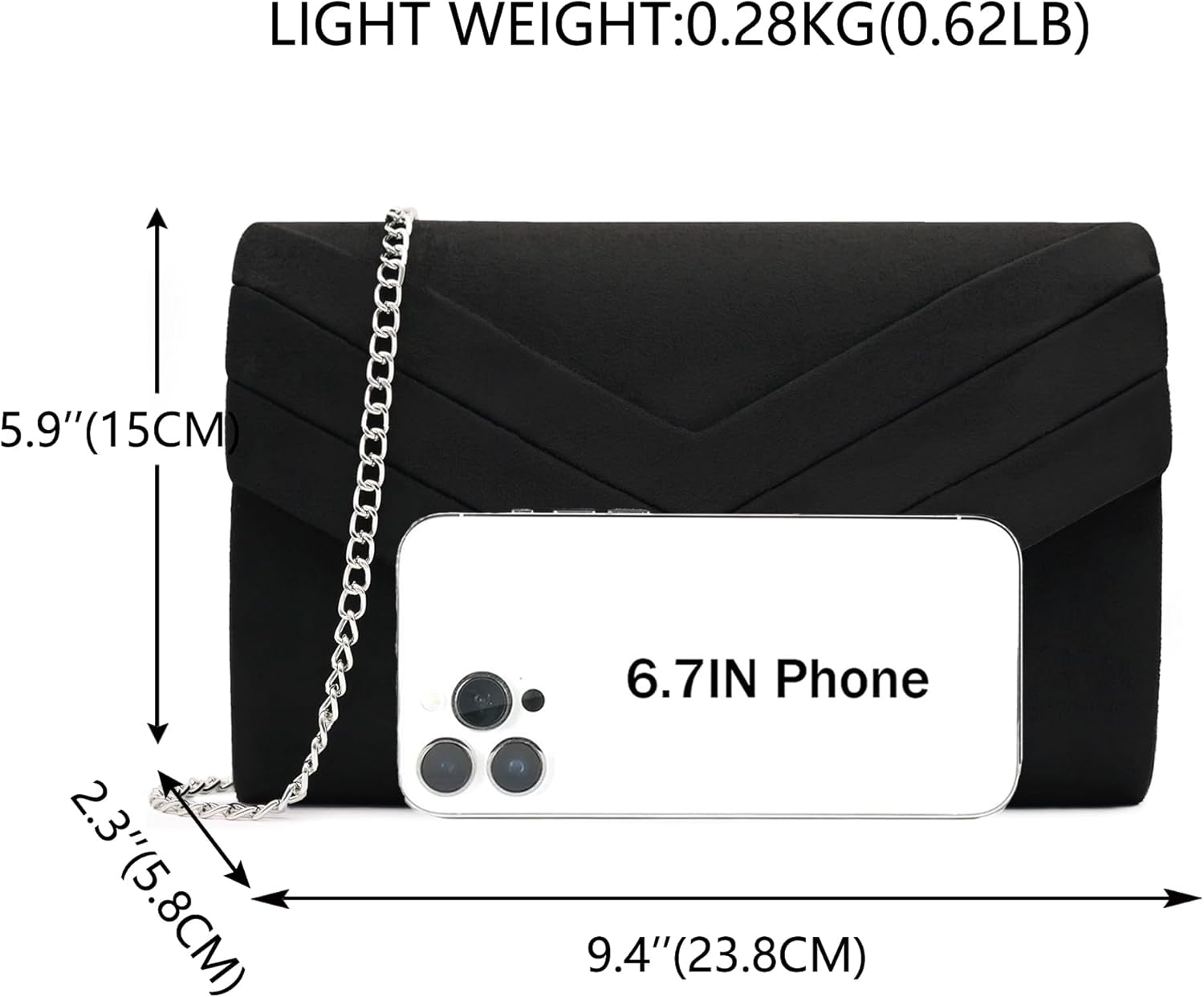 Evening Bag for Women, Suede Envelope Evening Purses Crossbody Shoulder Clutch Bag