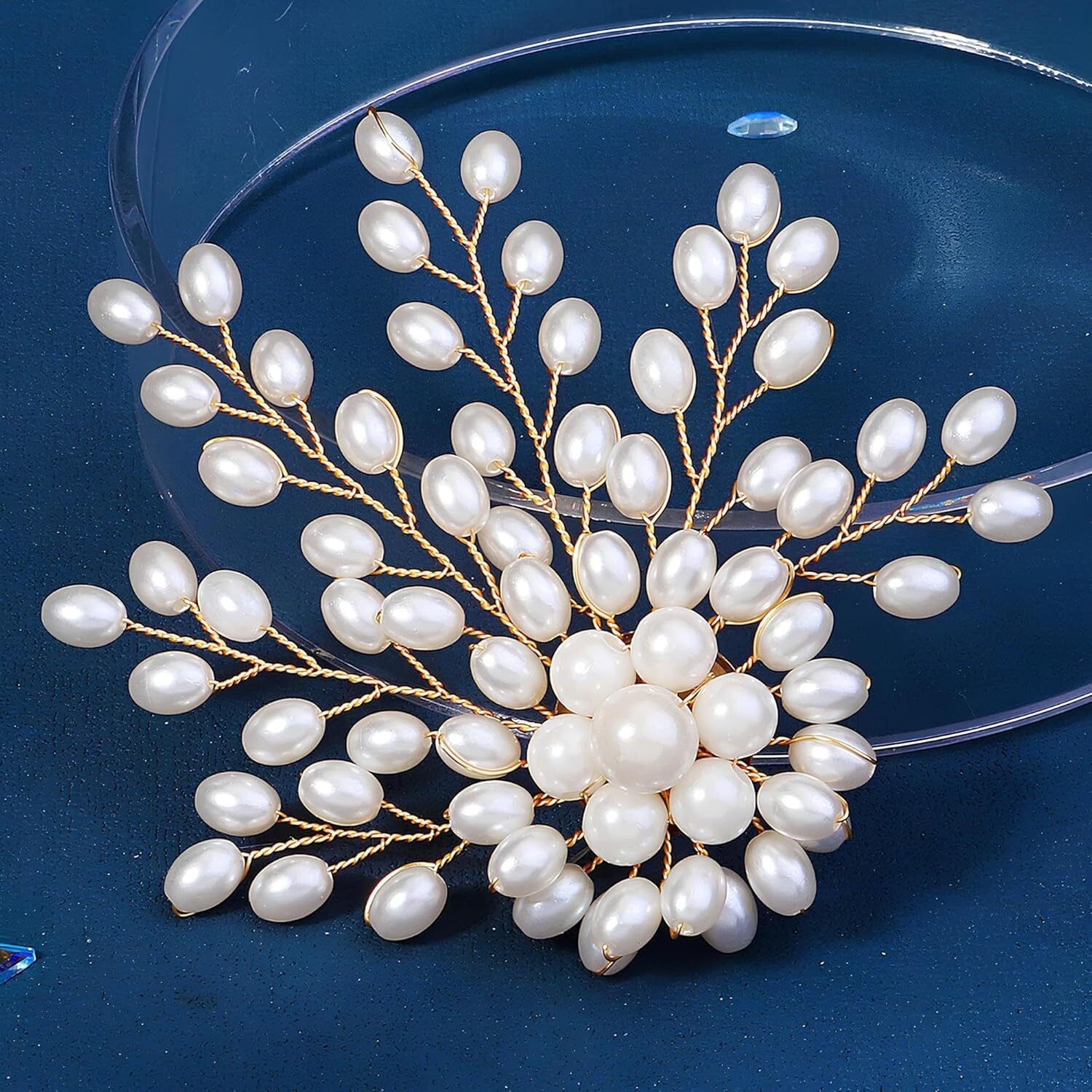 3Inch Large Women'S Brooch Pin Lapel Flower Pearl Brooch - Fashion Gold Vintage