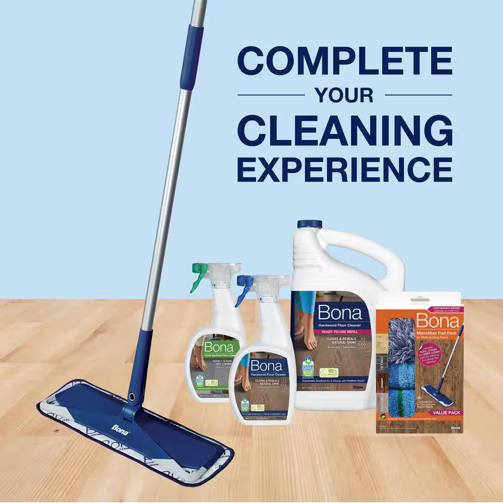 Premium Hard-Surface Floor Microfiber Flat Mop, 32 Oz. Hardwood Cleaner and 32 Oz. Hard-Surface Cleaner