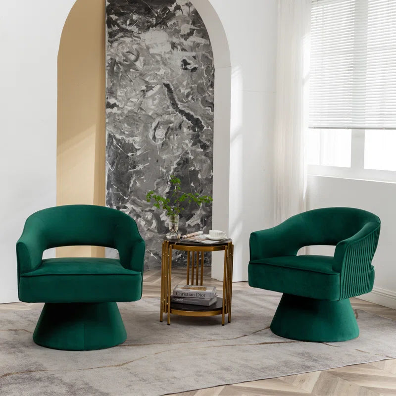 Chynna Velvet Swivel Barrel Chair