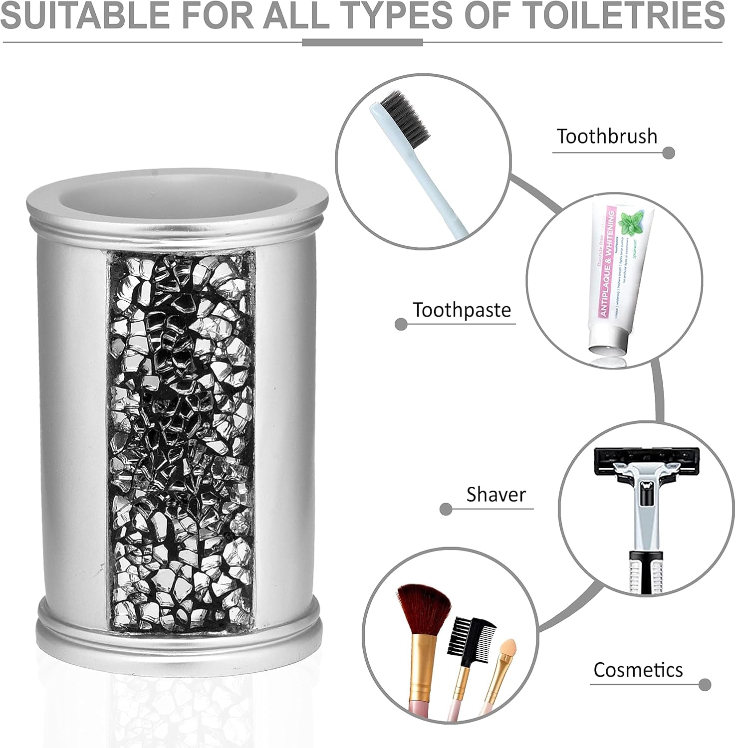 4Pc Sinatra Stylish Bathroom Accessories Set Liquid Soap Dispenser, Tumbler, Too