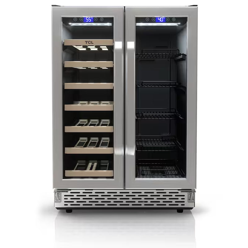 23.4-In W 20 -Bottles Stainless Steel Dual Zone Cooling Built-In/Freestanding Indoor Wine Cooler