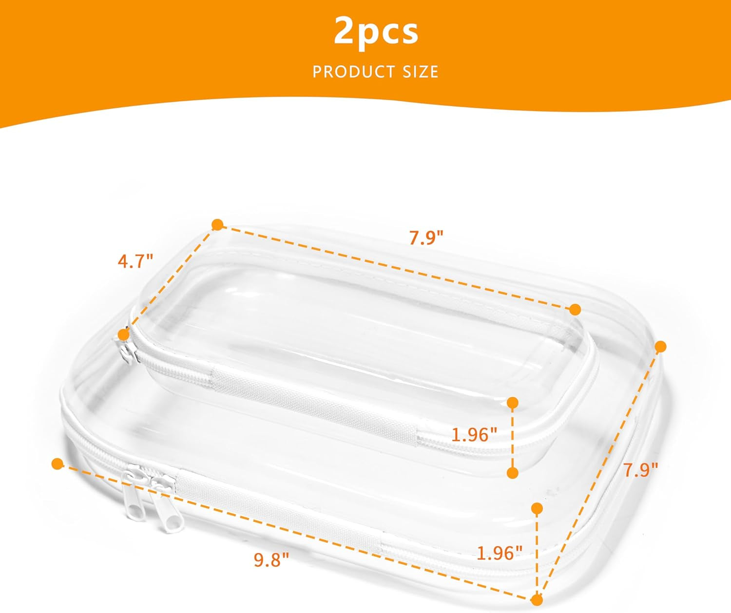 2 Pack Clear Makeup & Toiletry Bag Set – TSA Approved PVC Travel Organizer for Women, Hard Shell Cosmetic Case (Airport Compliant)