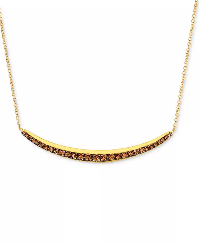 Chocolate Diamond Curved Bar 17" Adjustable Collar Necklace (5/8 Ct. T.W.) in 14K Gold