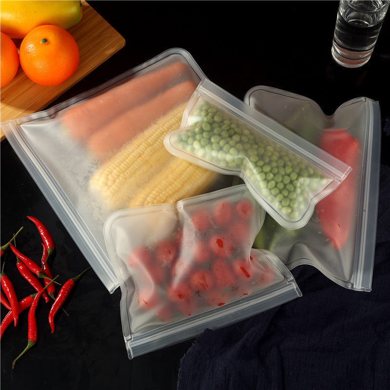 EVA food storage bag stereo PEVA double rail storage bag refrigerator fruit and vegetable ziplocks