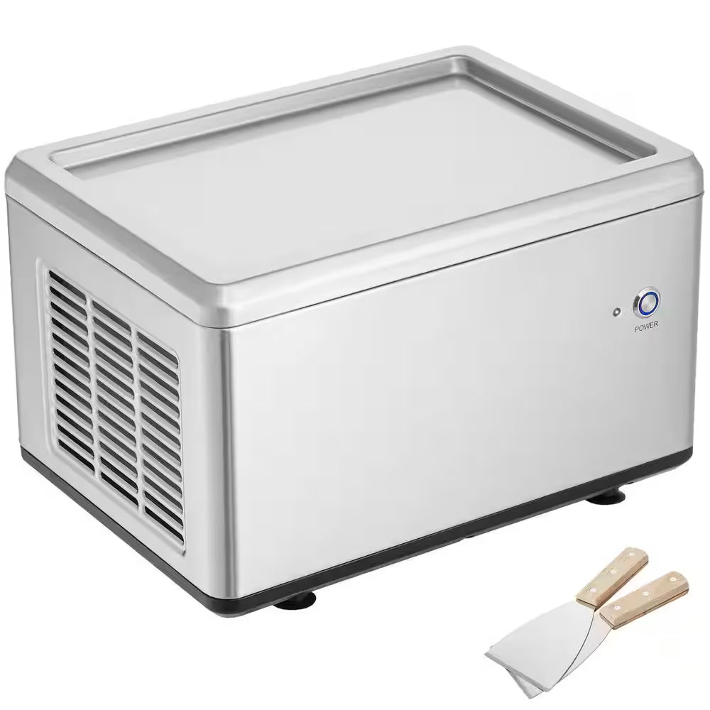 Fried Ice Cream Roll Machine, 12.6 X 8.5In. Stir-Fried Ice Cream Pan, Stainless Steel Rolled Ice Cream Maker, Compressor