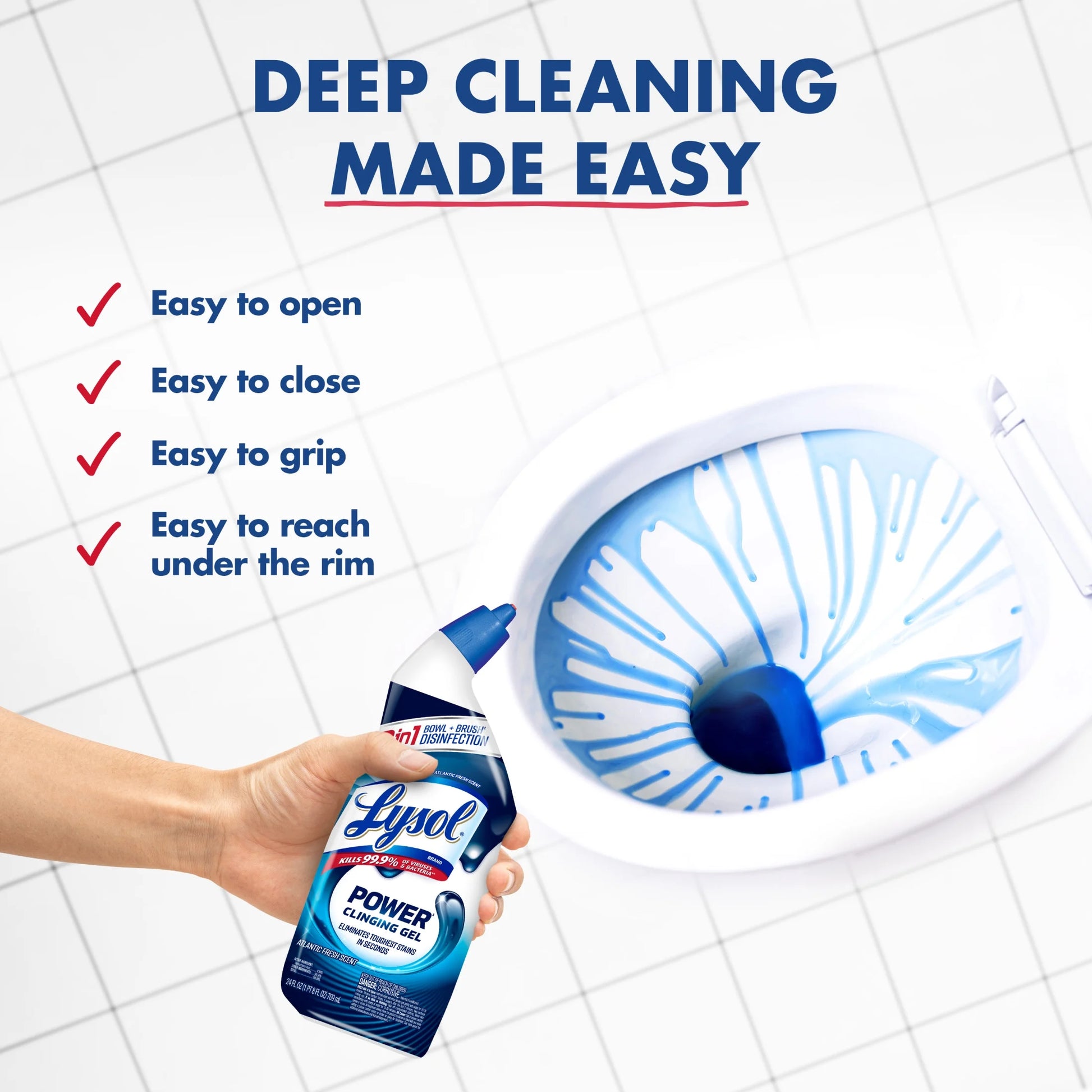 Power Toilet Bowl Cleaner Gel, Cleaning, Disinfecting and Stain Removal, 24 Oz, Pack of 2
