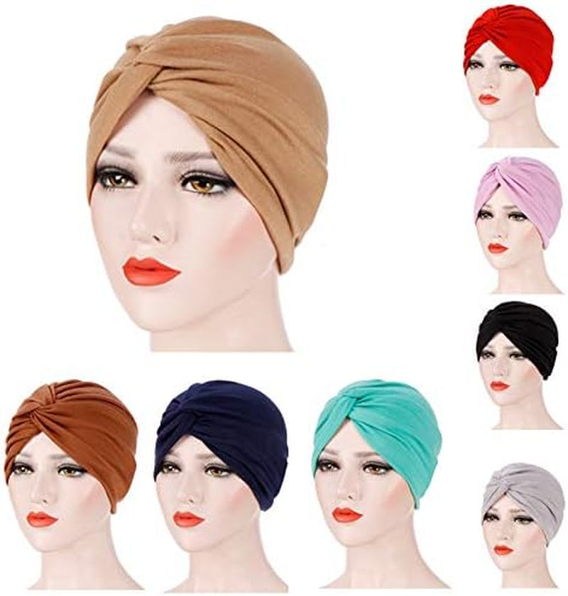 Women'S Cotton Twist Sleep Turban Hat Cancer Chemo Beanies Cap Wrap Pleated Headwear