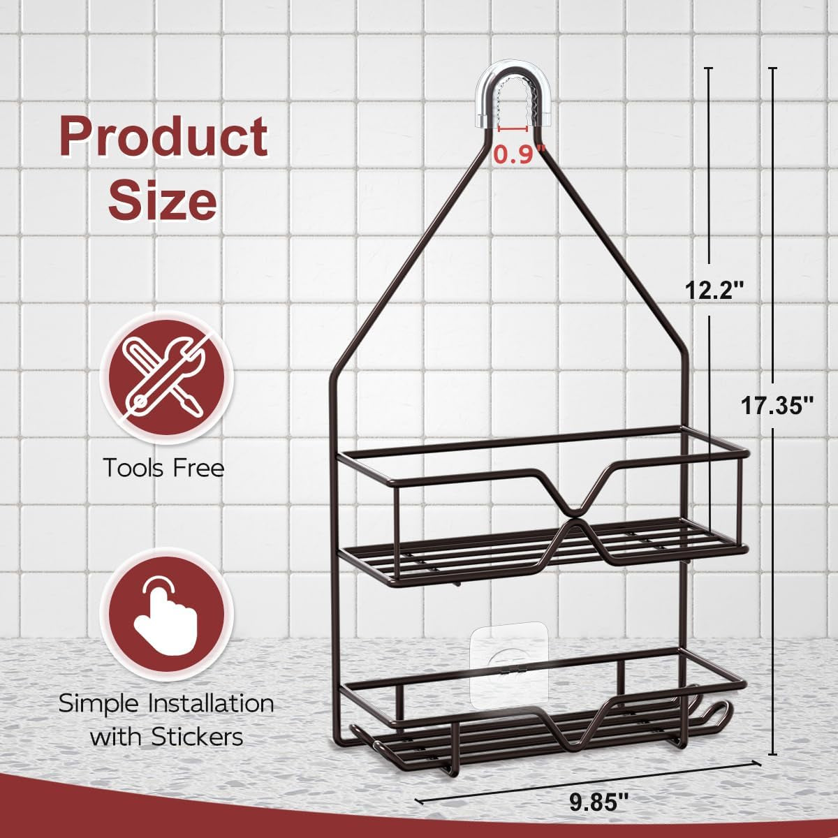 Treelen Shower Caddy over Shower Head Hanging Bathroom Caddy for Shower Organize