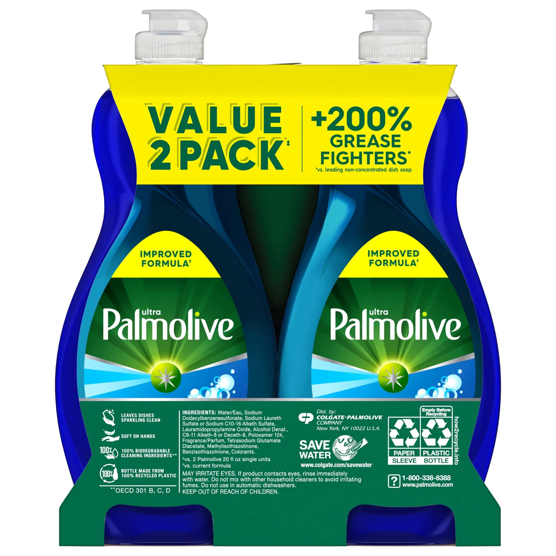 Ultra Oxy Liquid Dish Soap, Power Degreaser, 20 Fl Oz Bottle (2 Pack)