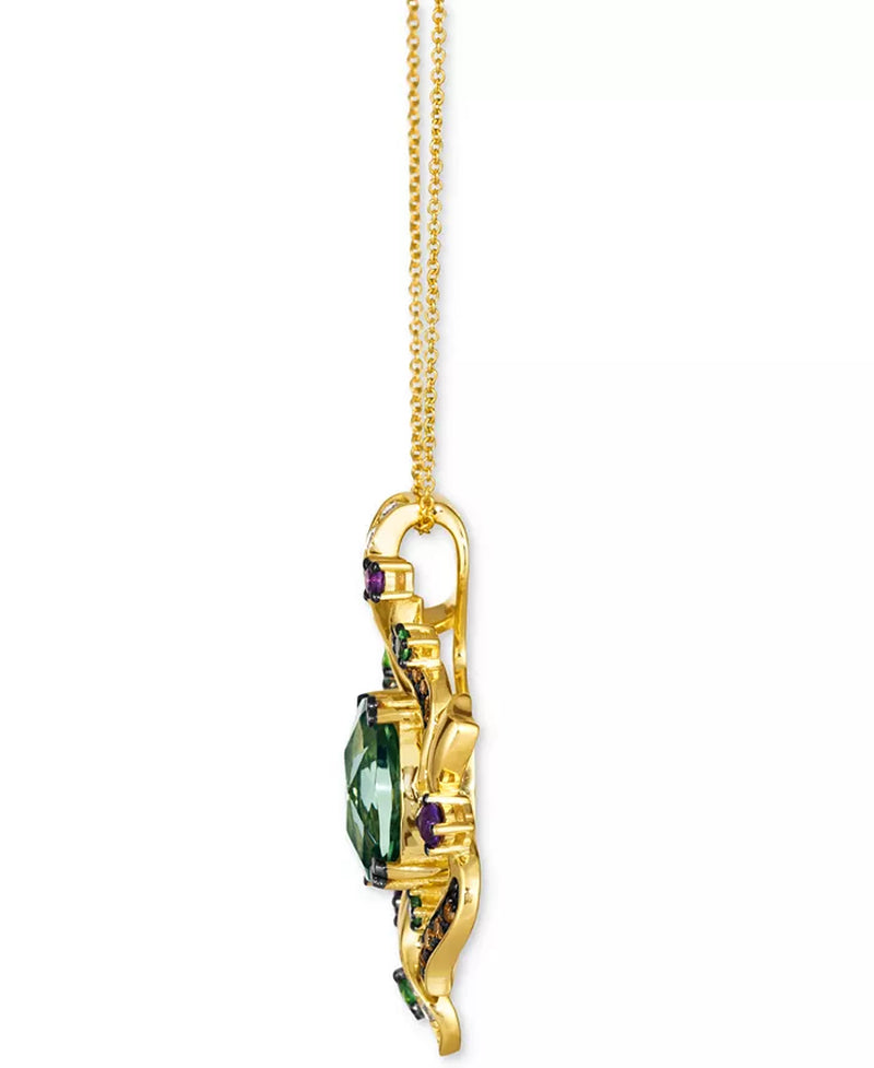 Crazy Collectionâ® Multi-Gemstone (5-1/5 Ct. T.W.) & Diamond (1/2 Ct. T.W.) Cluster Pendant Necklace in 14K Gold, 18" + 2" Extender