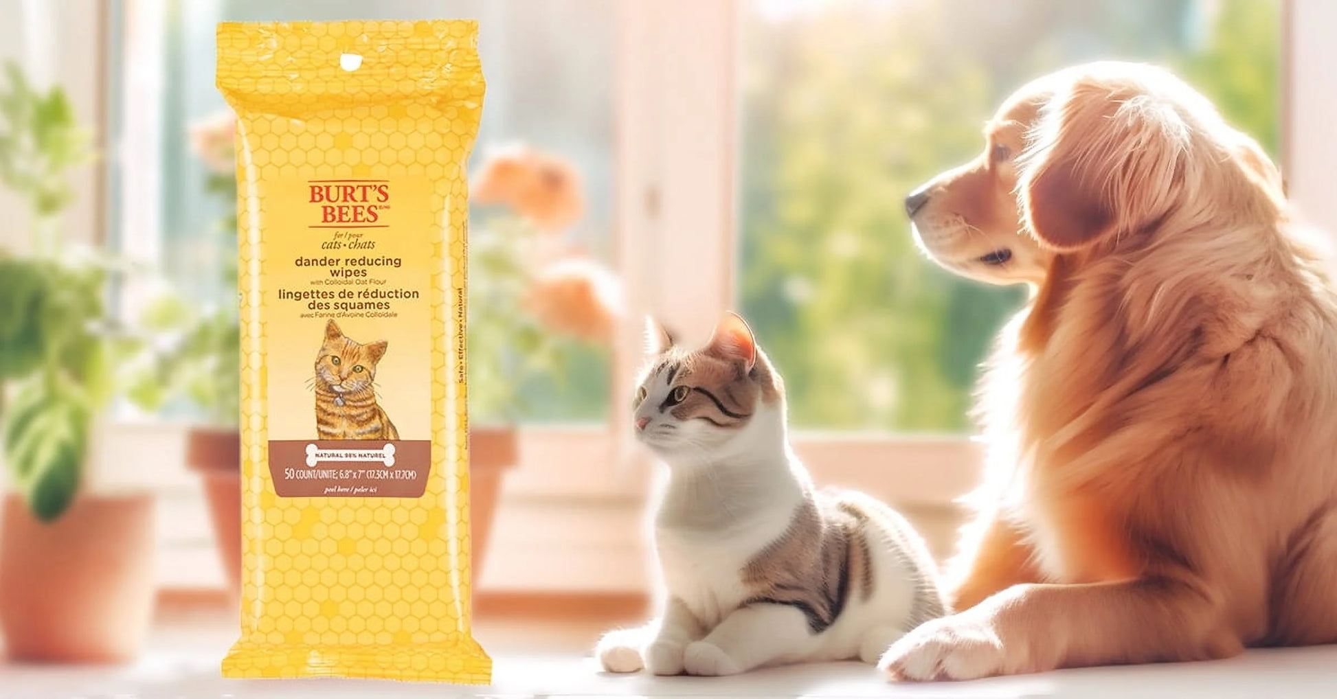 Dander Reducing Grooming Wipes for Cats, 50 Wipes