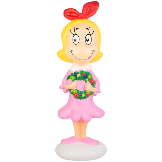 2-Ft LED Cindy Lou with Wreath Blow Mold Christmas Decoration