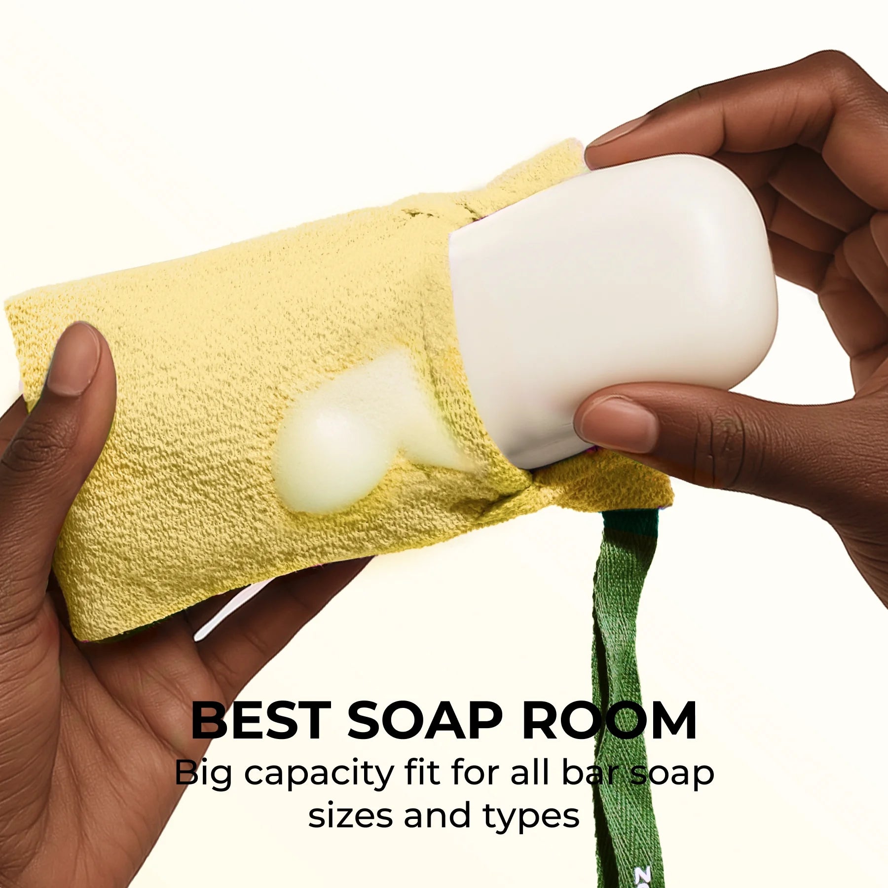 2-Pack Exfoliating Soap Saver Bags for Bar Soap, Dual-Textured Wash Pouches for Gentle & Deep Scrub (Yellow)