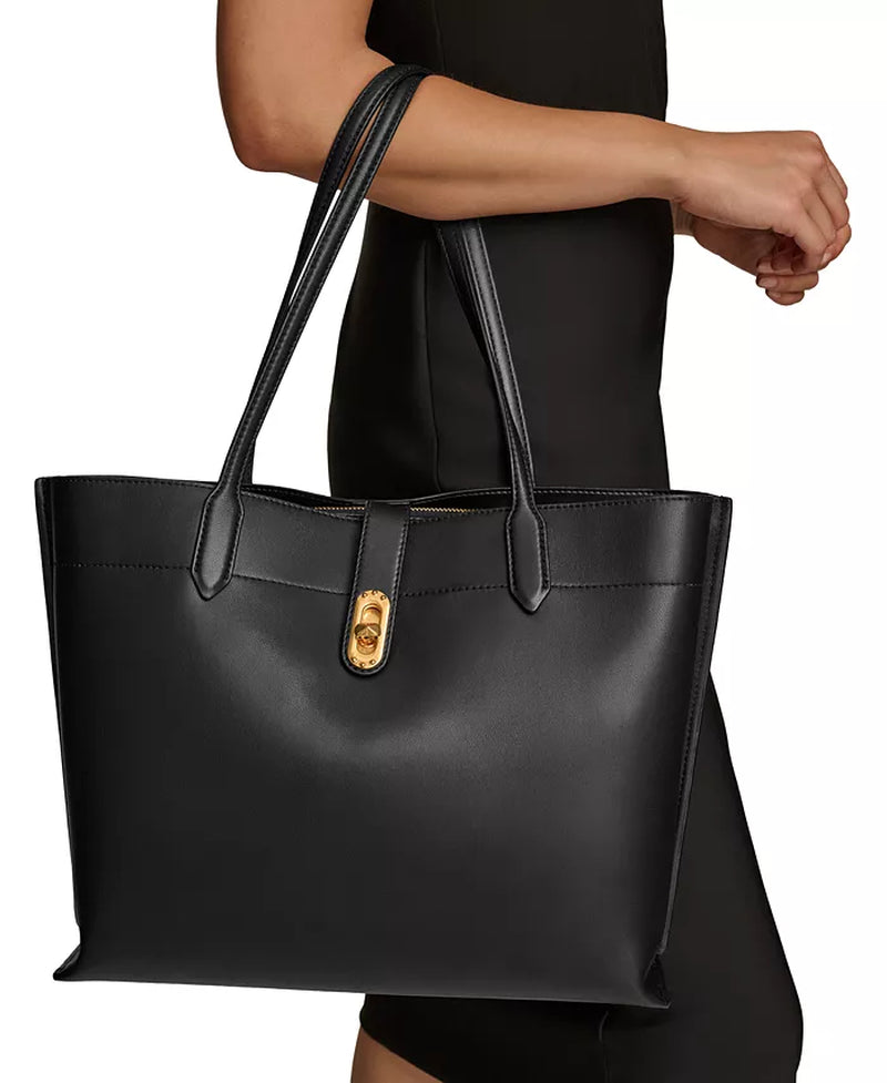 Bridgehampton Leather Turnlock Triple Compartment Tote