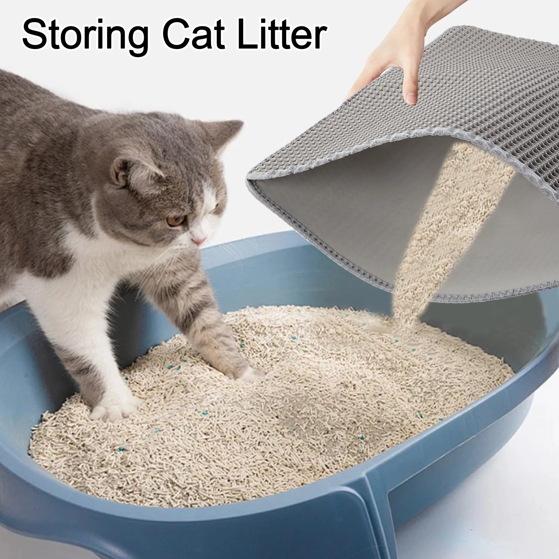 21"X29" Cat Litter Mat, Double Layer Urine-Proof & Waterproof, Honeycomb Scatter Control Trapping, Easier to Clean & Washable, Non-Slip (Dark Gray)