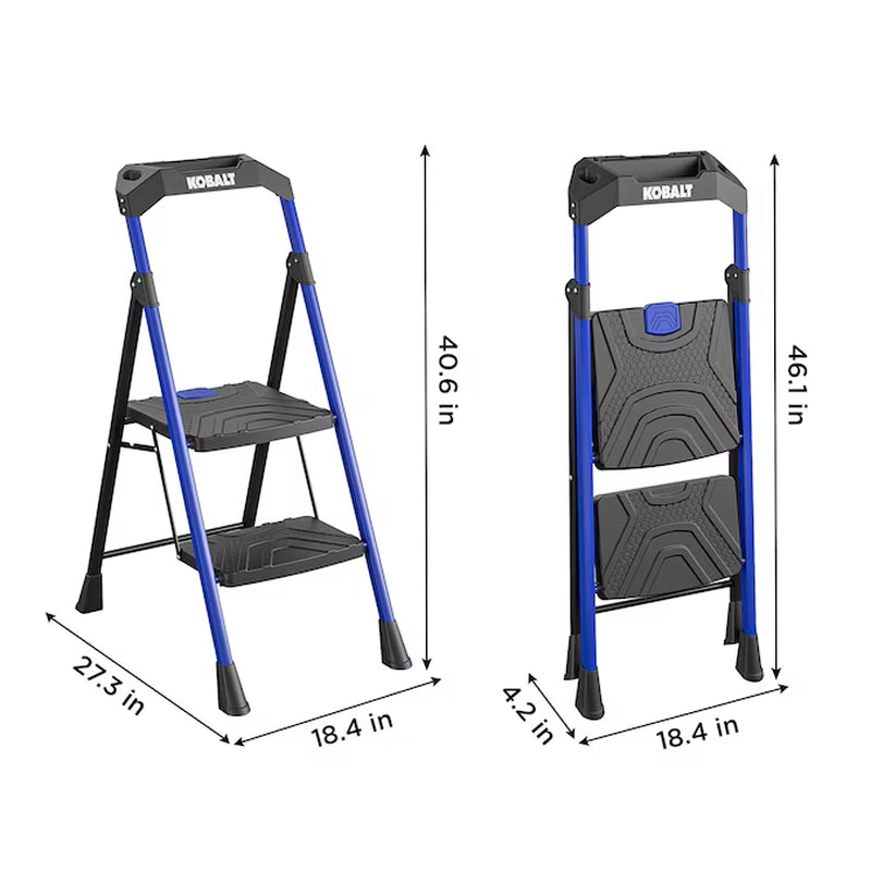 2 -Step 300-Lb Capacity Steel Foldable Step Stool