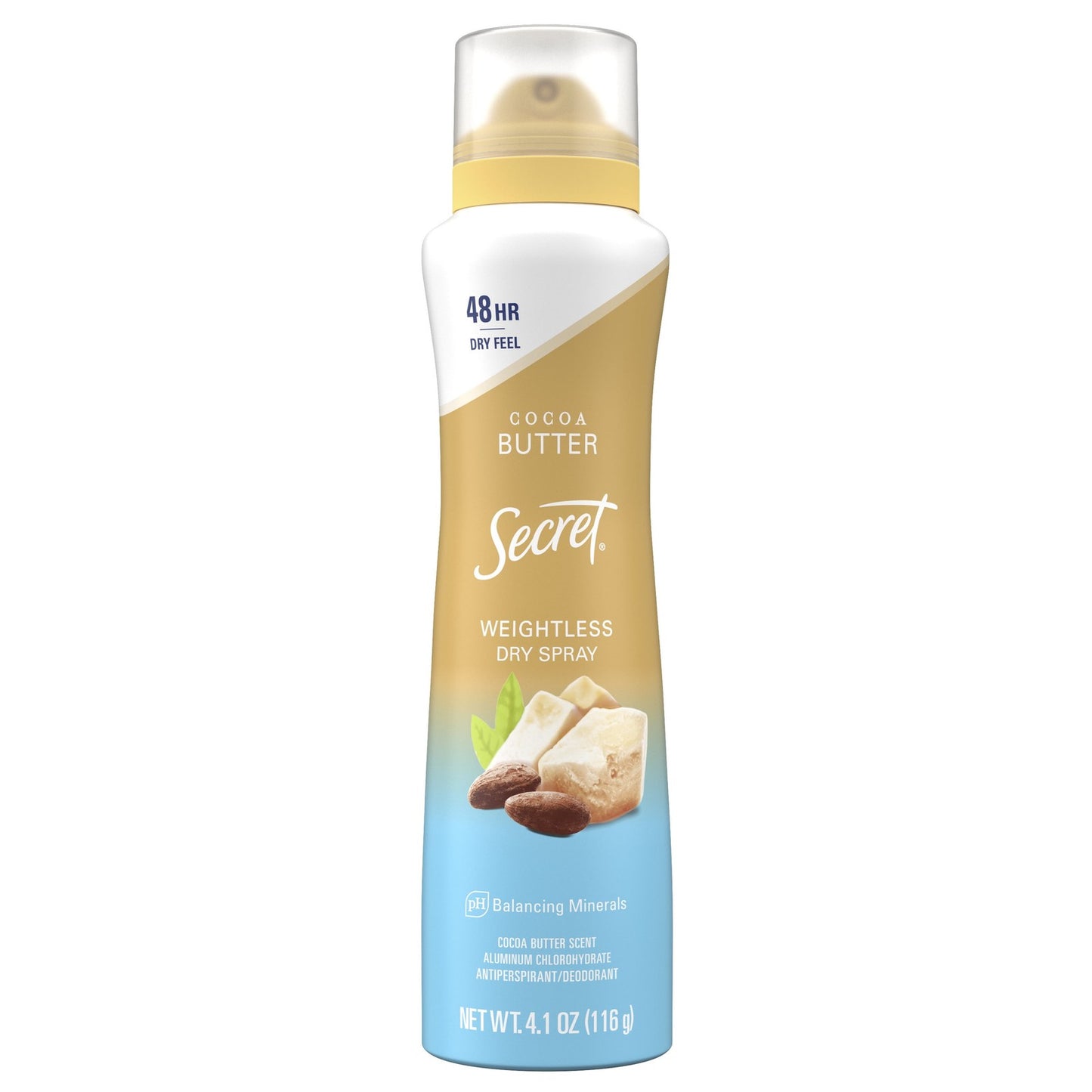 Weightless Dry Spray Antiperspirant & Deodorant for Women, Cocoa Butter Scent, 4