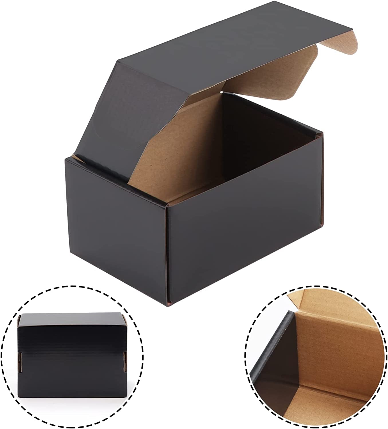 25 Pack 6X4X3 Shipping Boxes for Small Business, Black Packaging Cardboard Boxes, Moving Mailing Packing Box