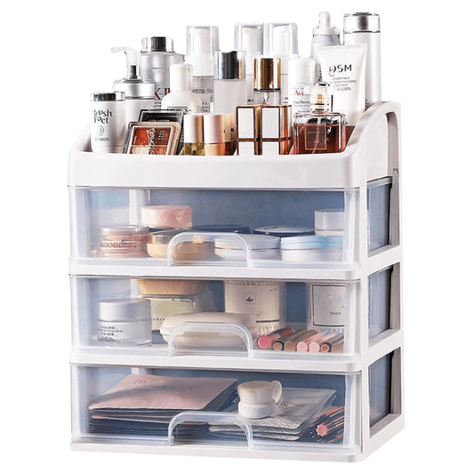 Cosmetic Organizer with 3 Drawers Skincare Organizer Suitable for Dressing Tablebathroom Counter and Dressing Table(White)