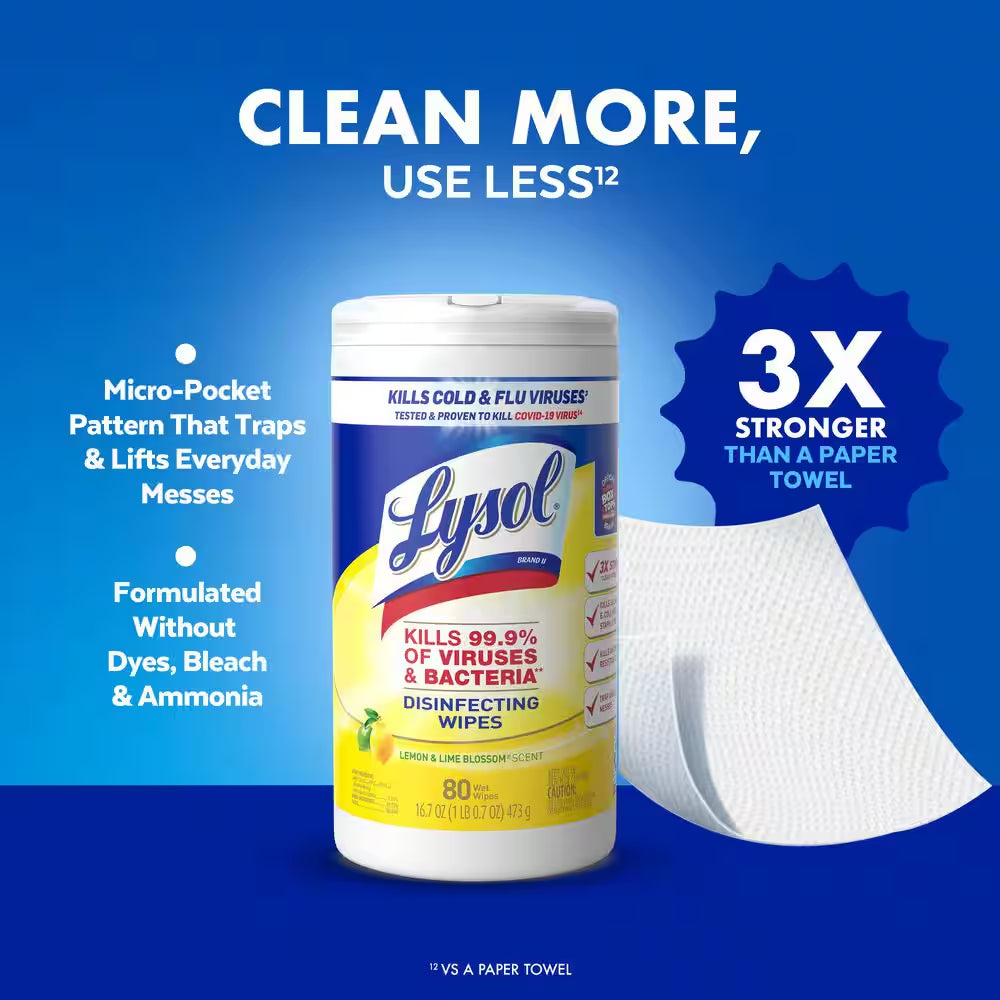Disinfecting Wipes, Essential Cleaning Supplies, Multi-Scent Sanitizing Wipes Bundle, 80 Count (3-Pack)