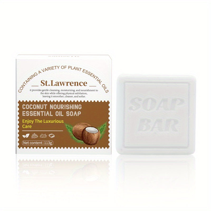 Coconut Nourishing Essential Oil Soap Bar - Hydrating & Moisturizing Body & Face Soap with Turmeric, Gentle Cleansing for All Light Beige Types, Unisex Adult Use, Shower & Hand Wash, Shower Soap, Natural Soap, Plantbased Soap