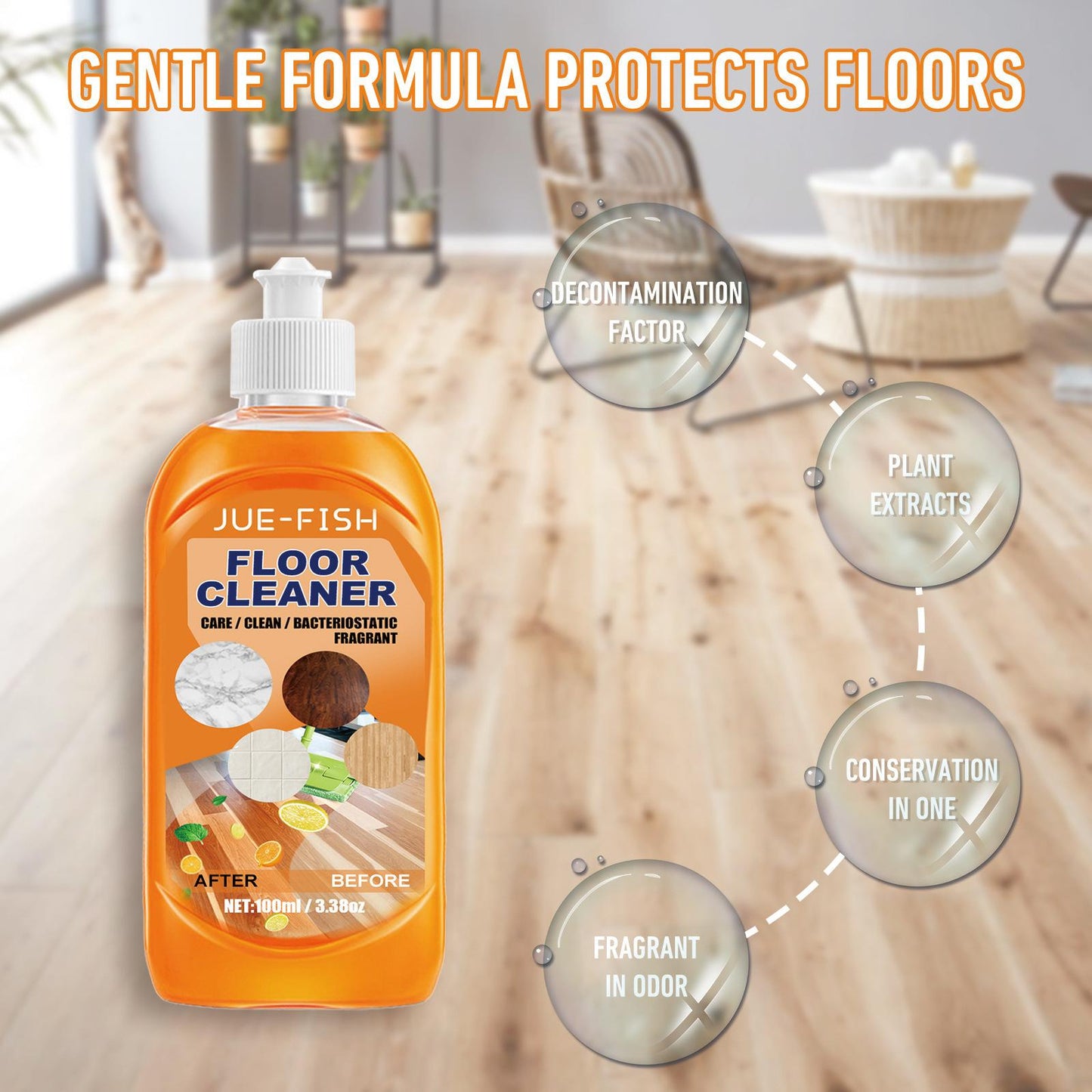 Jueyu Floor Cleaner, Decontamination and Cleaning Wood Floor Cleaning, Polishing and Brightening Tile Cleaner