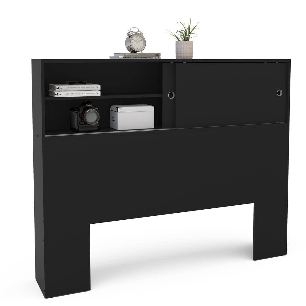 Victoria Black Full-Size Storage Headboard
