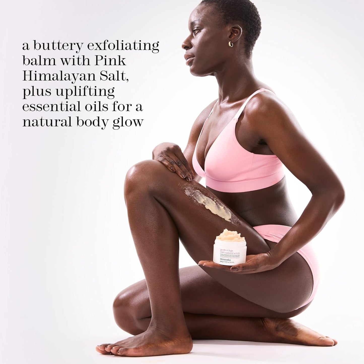 Perfect Legs 100% Natural Scrub: Buttery Exfoliating Balm with Pink Himalayan Salt for a Natural Body Glow, 200G | 7.05 Oz